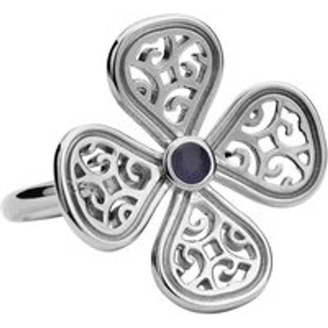 Sterling Silver Blue Goldstone Flore Four Petal Filigree Ring