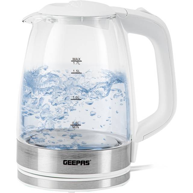 1.7L LED Rapid Boil White Glass Electric Kettle
