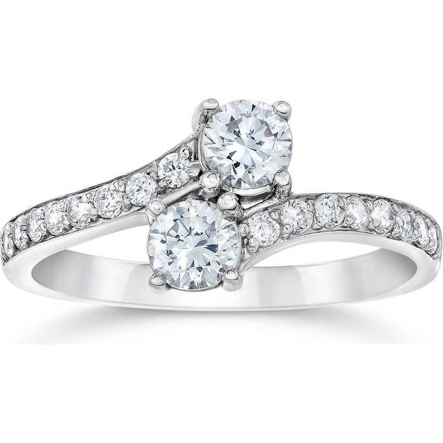 1 3/4 Ct 2-stone Forever Us Lab Created Diamond Engagement Ring 14k White Gold