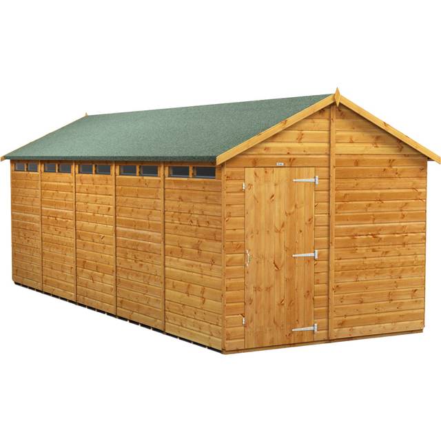 Powersheds Apex Roof Single Door Security Shed 20ft x 8ft - Golden Brown