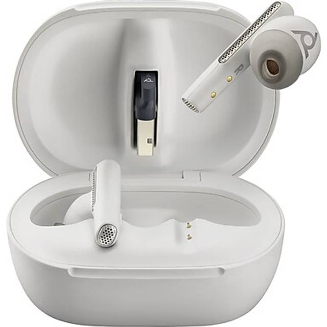 Poly Voyager Free 60+ UC White Sand Earbuds +BT700 USB-A Adapter +Touchscreen Charge Case 7Y8G5AA