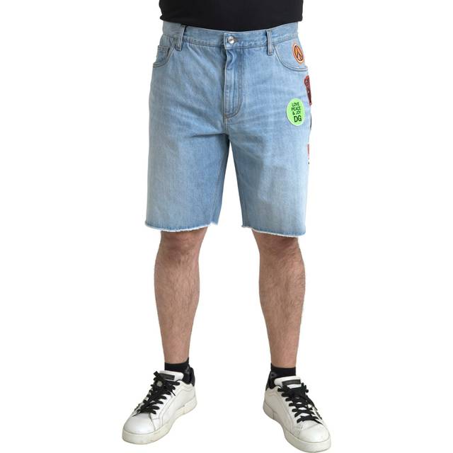 Light Blue Cotton Men Bermuda Denim Shorts - IT56 | XXL