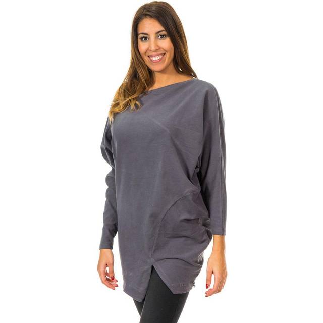 Met Womens sweater with bat sleeves and boat neck 10DVE0780 - Grey Cotton - Size Small