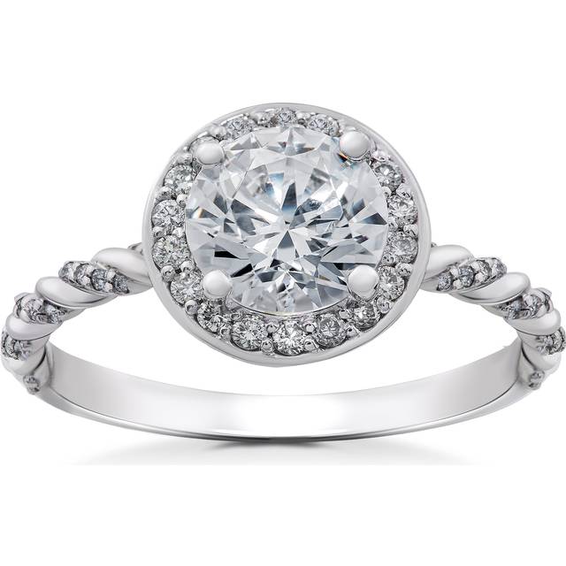 Gsi 1/3 Ct Lab Grown Diamond Halo Engagement Ring 14k White, Yellow, Rose Gold