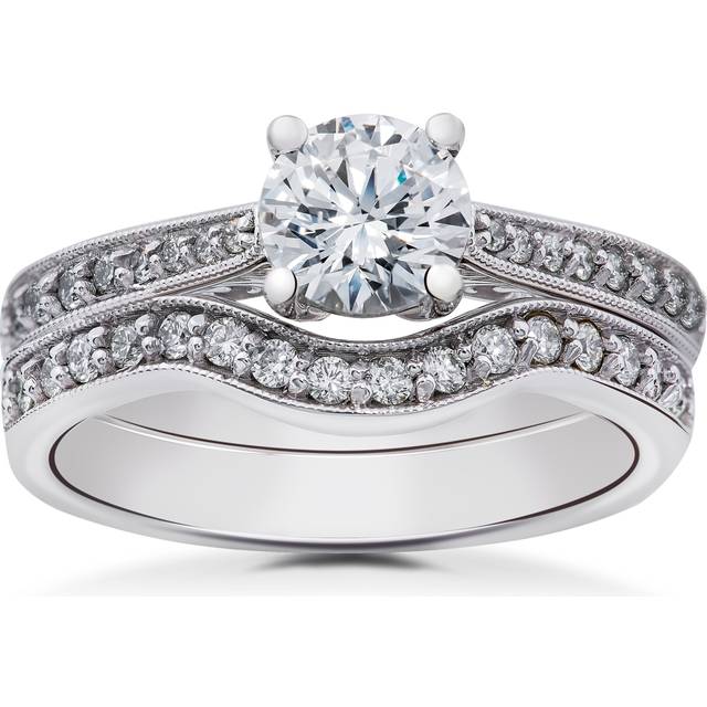 G/vs 1ct 100% Diamond Lab Grown Vintage Engagement Ring Wedding Band 14k