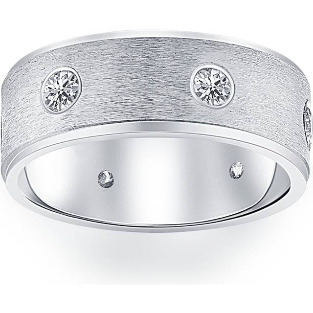 Mens 1ct Diamond Comfort Fit Wedding White Gold Ring