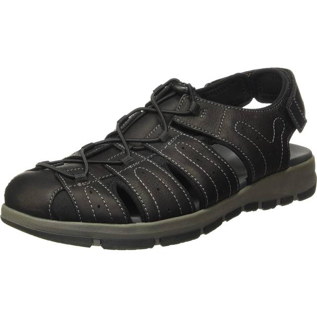 Clarks Men's Brixby Cove Fisherman Sandal  Black Leather  11 M US