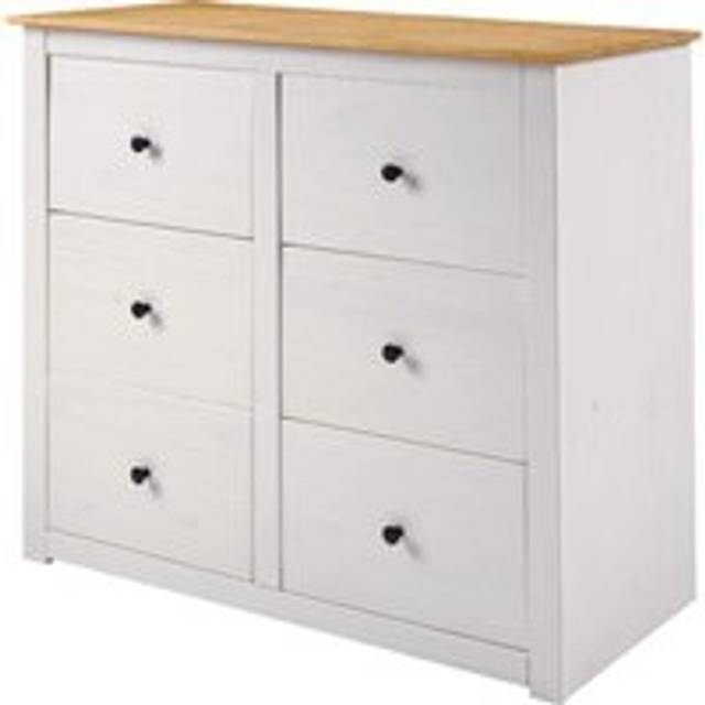 Seconique Panama 6 Drawer Chest - White/Natural Wax, Multi