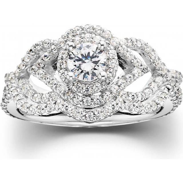 1 Ct Diamond Intertwined Engagement Matching Wedding Ring Set 10k White Gold