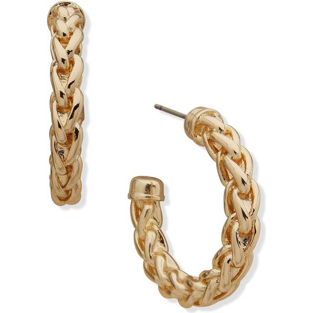Anne Klein Women's Woven Chain Hoop Earring in Gold Tone size 1.16"