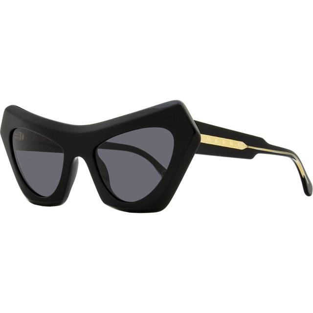 Marni Unisex Devil s Pool Black ZTJ Solglasögon Acetat Svart Grå Cat Eye Normal