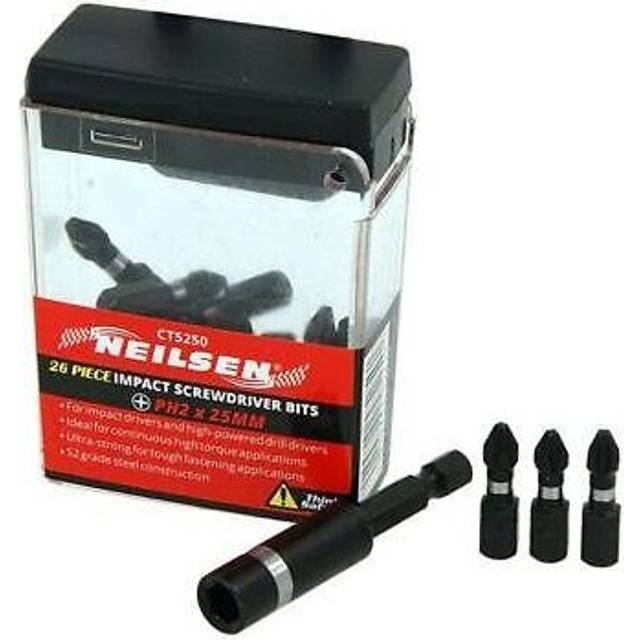 Neilsen - 26pc Impact Bit Holder Set Drill Driver Screwdriver 25mm PH2 Pozi Drive