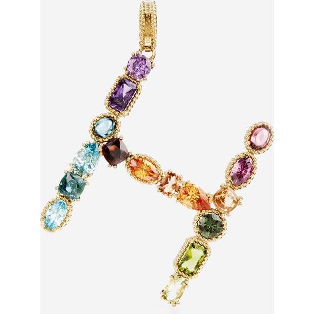 Dolce & Gabbana Charm H Lettering 18-carat Yellow Gold And Multicolored Gems - Woman Charms Gold Onesize