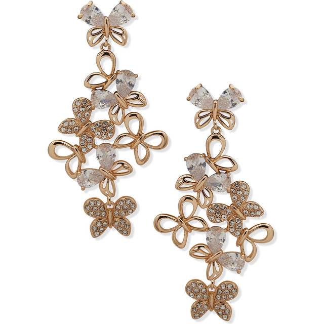 Anne Klein Women's Butterfly Chandelier Earrings in Gold Tone
