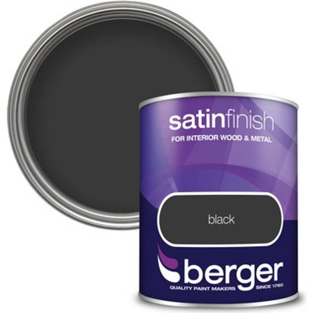 Berger Wood & Metal Black Satin Finish Paint 750ml
