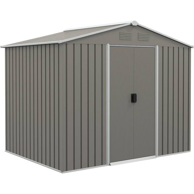Outsunny Garden Storage Shed with Double Sliding Door Outdoor - Light Grey - One Size