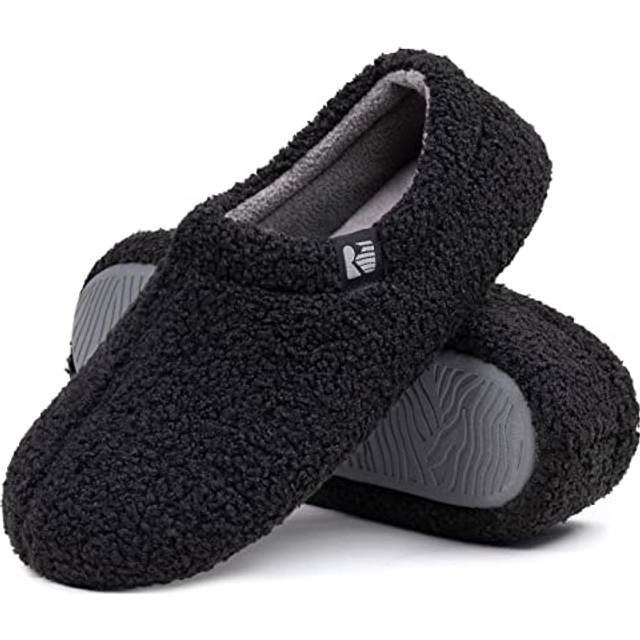 RockDove Women's Teddy Fleece Closed Back Indoor Slipper  Size 8.5 US Women  Black