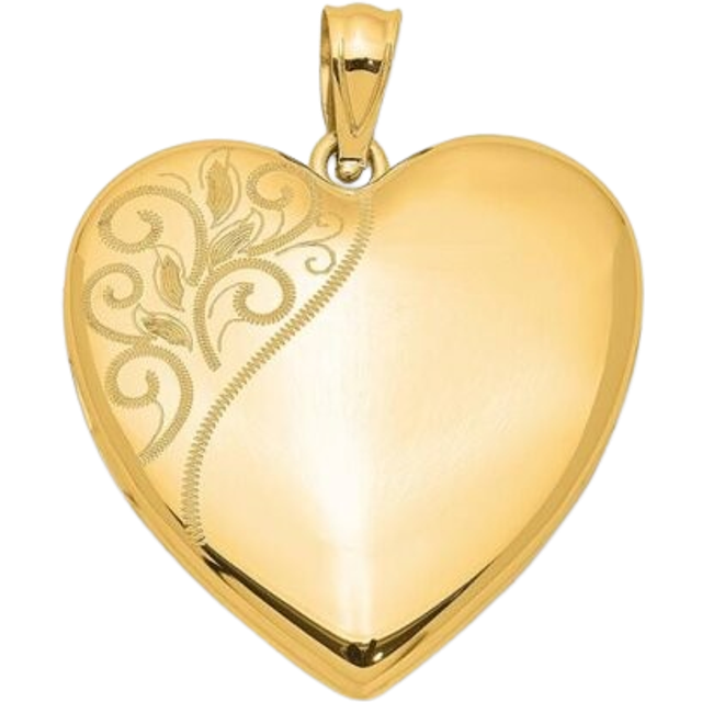 Sterling Silver Gold Plated Gold-Plated 24mm Polished Swirl Heart Locket