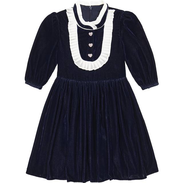 Self-Portrait Kids Velvet dress - blue (Y 7)