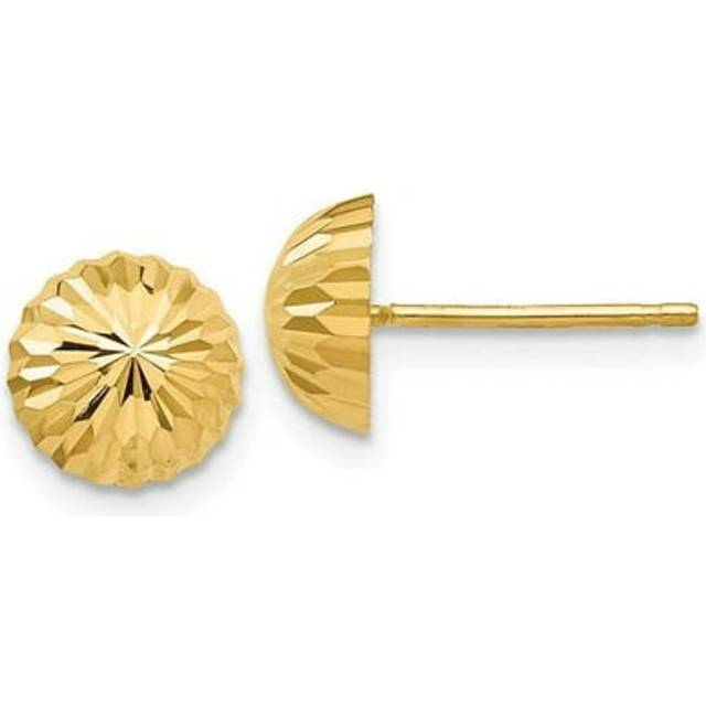 8 mm 14K Yellow Gold Diamond-Cut Domed Post Earrings, Pair