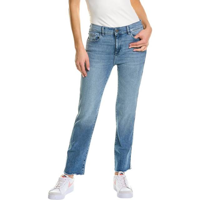 DL1961 Mara Dark Riviera Frayed Ankle Straight Jean