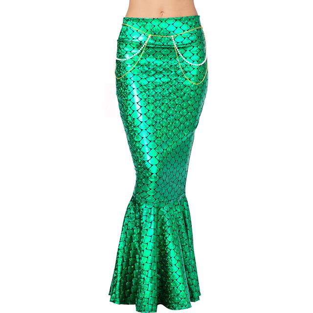 Spooktacular Creations Vuxen Metallisk Hologram Blank Sjöjungfru Kjol Kostym Rollspel. Midjepärlkedja ingår grön