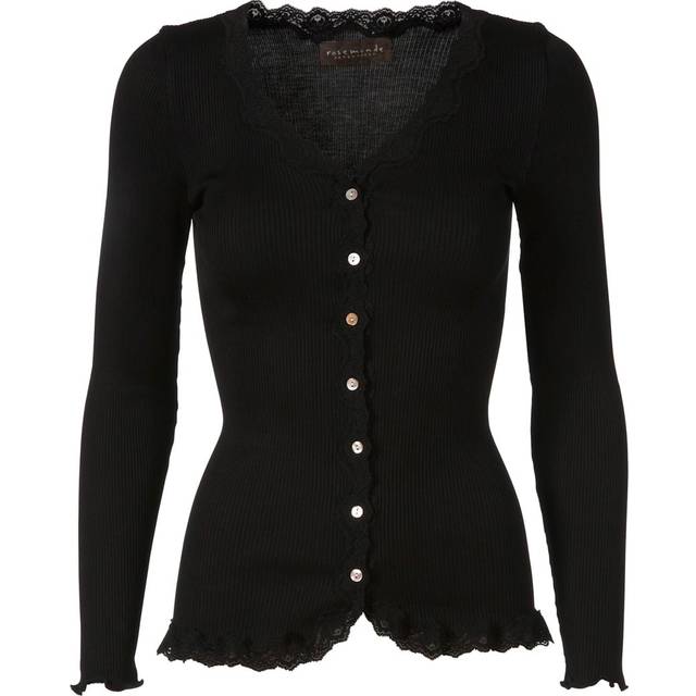 Rosemunde, Cardigans, female, Black, XL, Black Lace Trim Cardigan