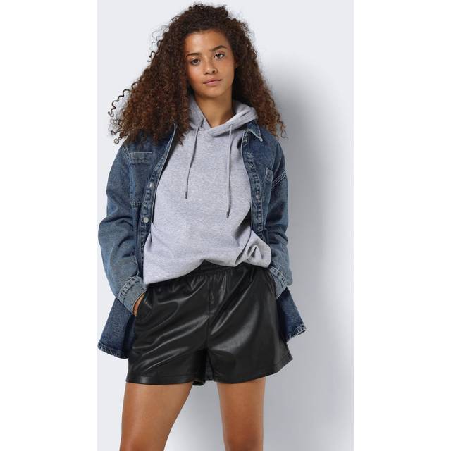 Noisy May - Andy Pu Black - Shorts - black - S - 100% Polyester,Fake Leather