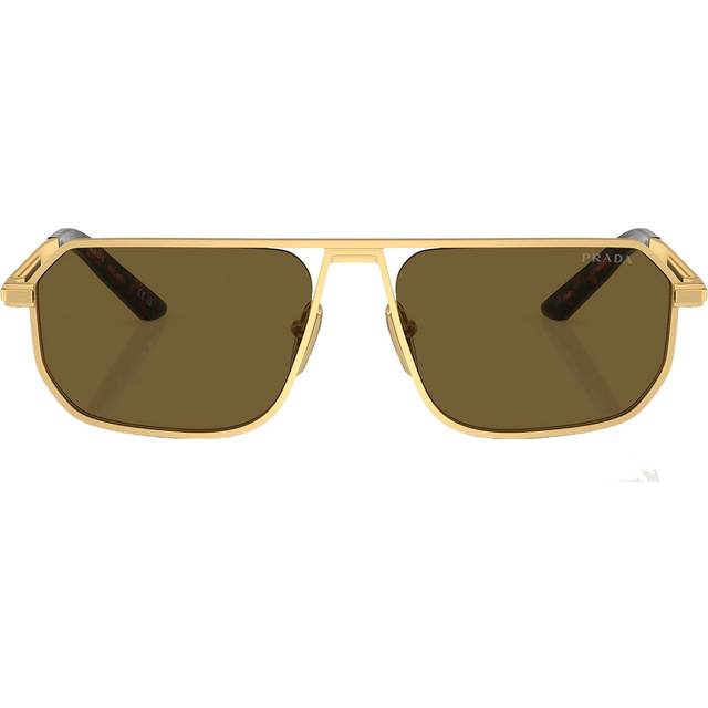 Prada Man PR A53S  1BK01T Sunglasses Metal Gold Brown Pillow Normal