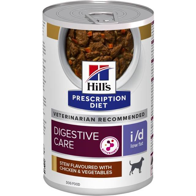 Hill's Prescription Diet I/D Low Fat Digestive Care gryta hundfoder med kyckling & grönsaker ( burk). Förpackning: 1 bricka (12 x 354 g)