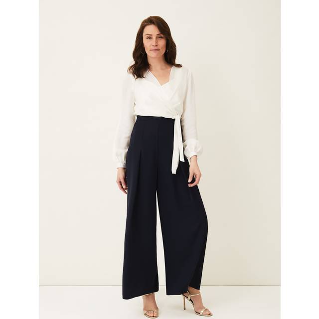 Phase Eight Women's Rachael Wide Leg Jumpsuit - Ivory/Navy - 8