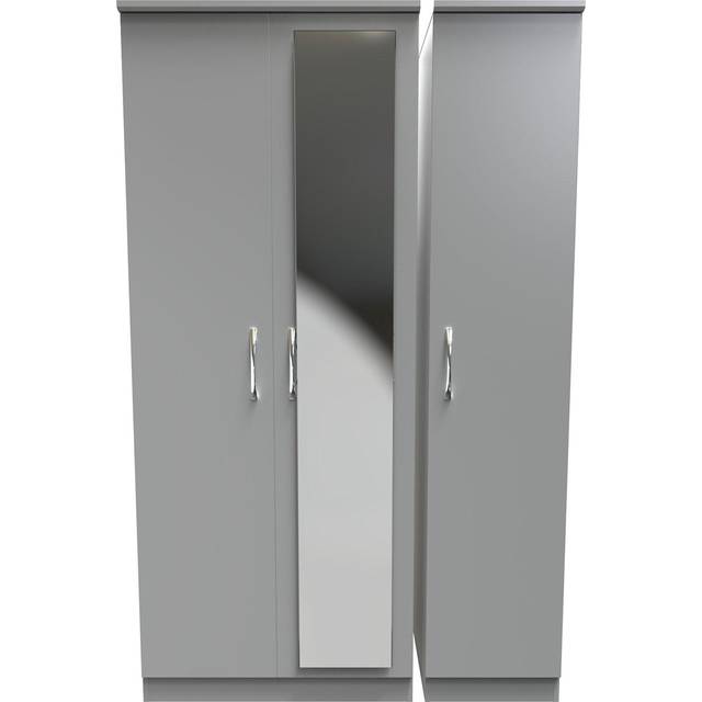Welcome Furniture Ready Assembled Avon Triple Mirror Wardrobe In Dusk Grey, Grey