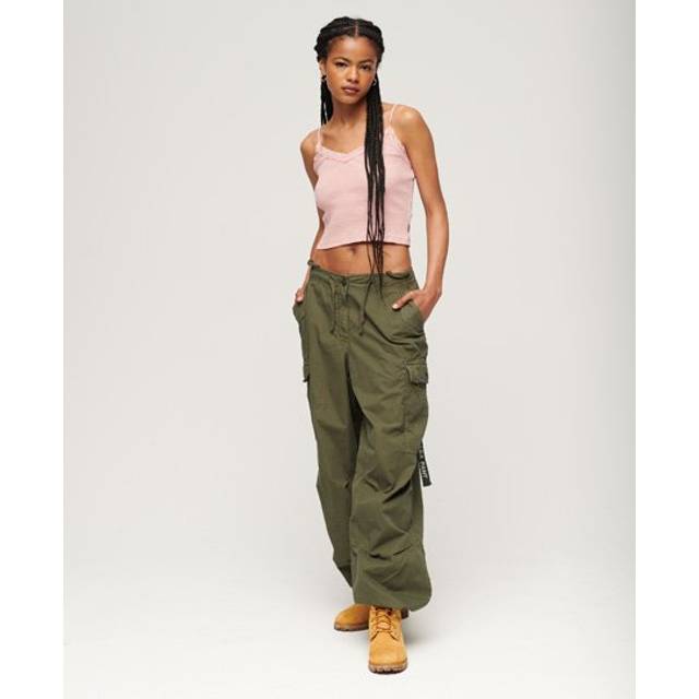 Women's baggy parachute Trousers Superdry - Vert