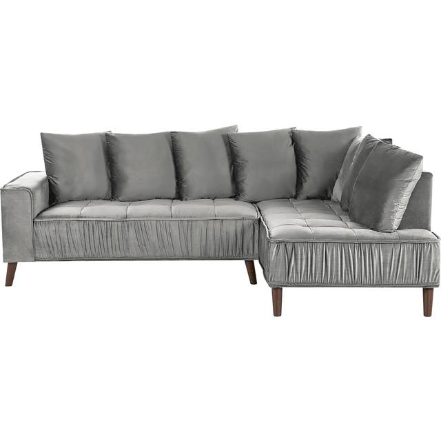 Corner Sofa GRENA Velvet Light Grey 3 Seater Left Hand