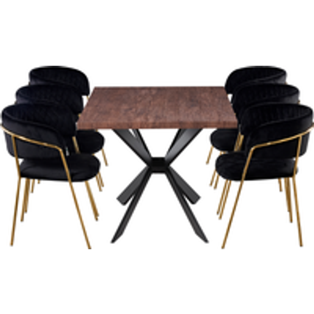 Atarah Duke LUX Modern Dining Set with a Table and Chairs Set of 6 - Black