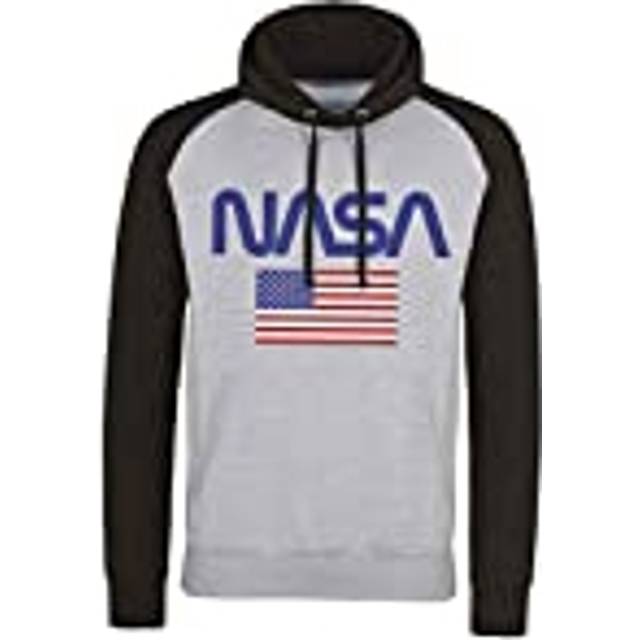 NASA - Old Glory Baseball Hoodie (Gråmelerad-Svart XXL)