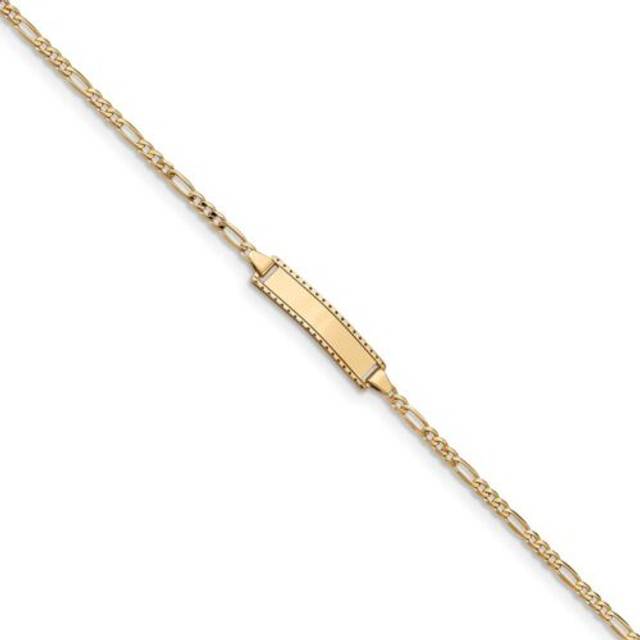 14k Yellow Gold Engravable Figaro Link Baby/Child ID Bracelet