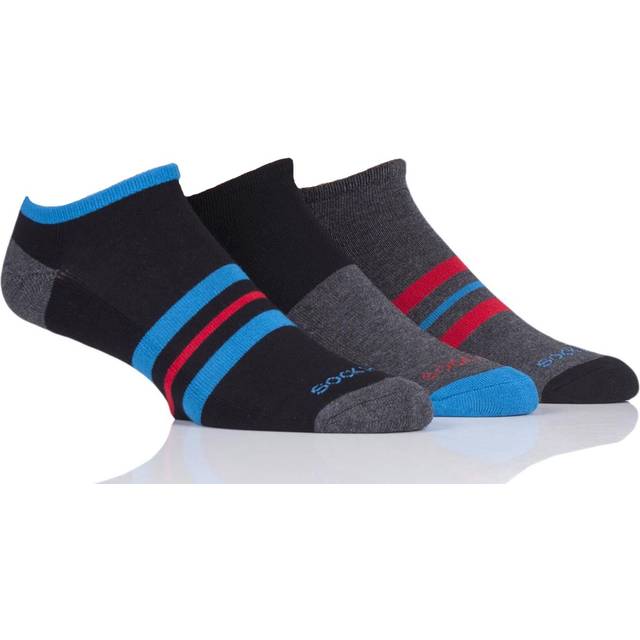 3 Pair Black Stripe Bamboo Cushioned Trainer Socks Men's 7-11 Mens - SOCKSHOP - Multi Coloured