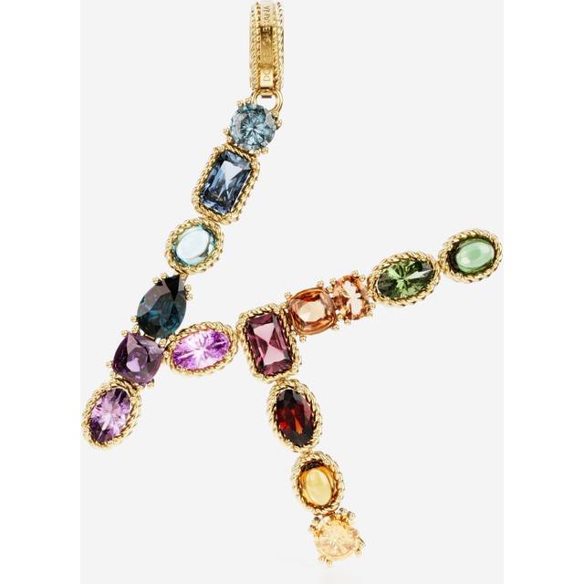 Dolce & Gabbana Rainbow Alphabet K 18 Kt Yellow Gold Charm With Multicolor Fine Gems - Woman Charms Gold Onesize