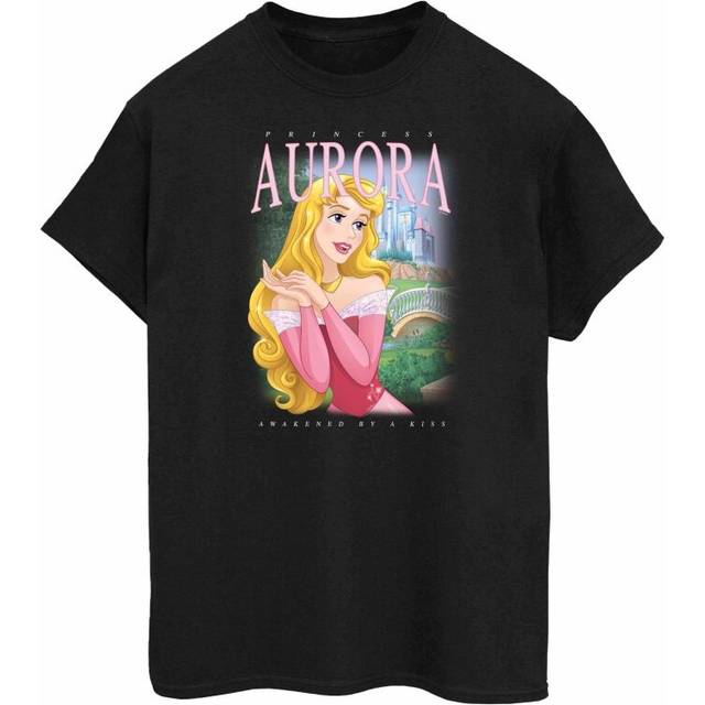(S, Black) Sleeping Beauty Womens/Ladies Aurora Montage Cotton Boyfriend T-Shirt