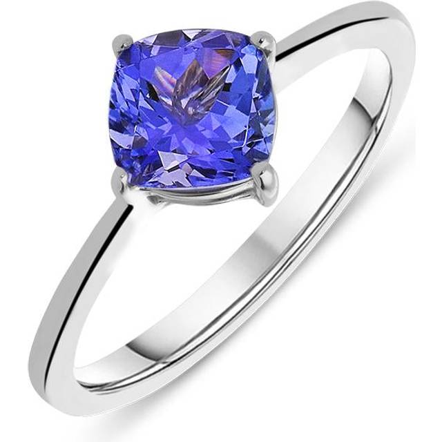 18ct White Gold 1.00ct Tanzanite Cushion Cut Solitaire Ring