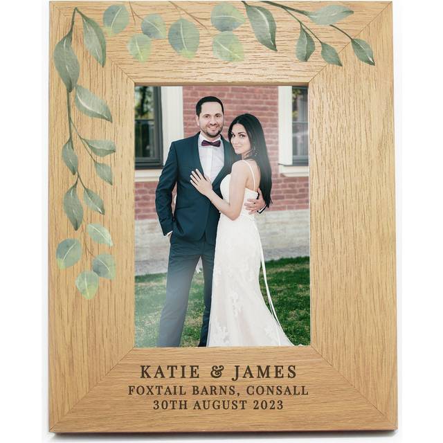 Personalised Botanical Oak Effect Portrait Photo Frame - Natural