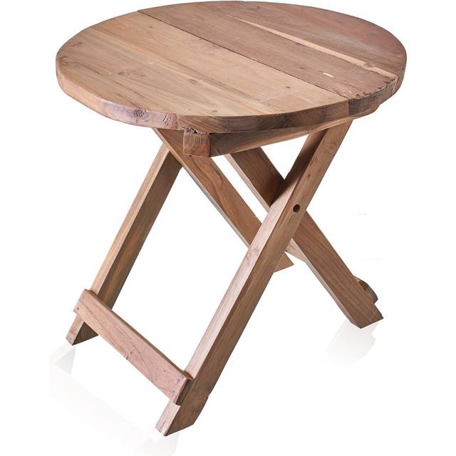 Round Folding Coffee Table - 50cm - Recycled Wood