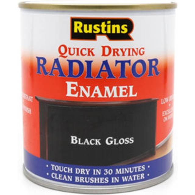 Rustins - Quick Dry Radiator Enamel Paint - Black - Gloss - 500ml