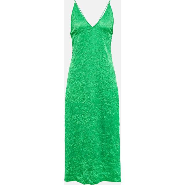 Ganni Crinkled Satin Slip Dress