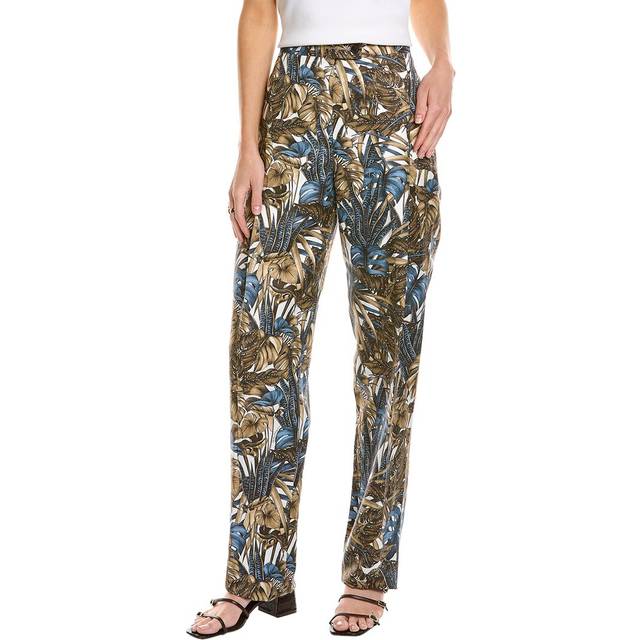 Ferragamo Printed Foliage Silk & Linen-Blend Pant
