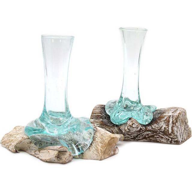 Molten Glass On Whitewash Wood - Vase - Small