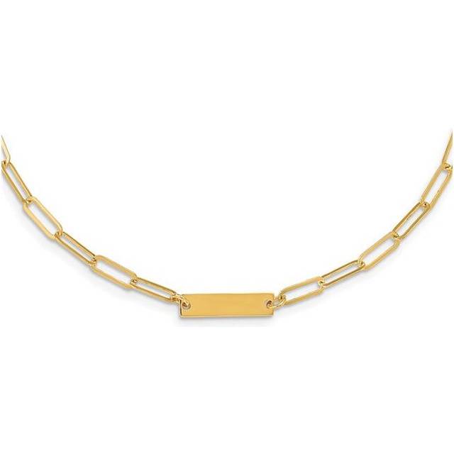 Sterling Silver Gold-Plated Polished Bar Necklace with 2 in. Extension Necklace