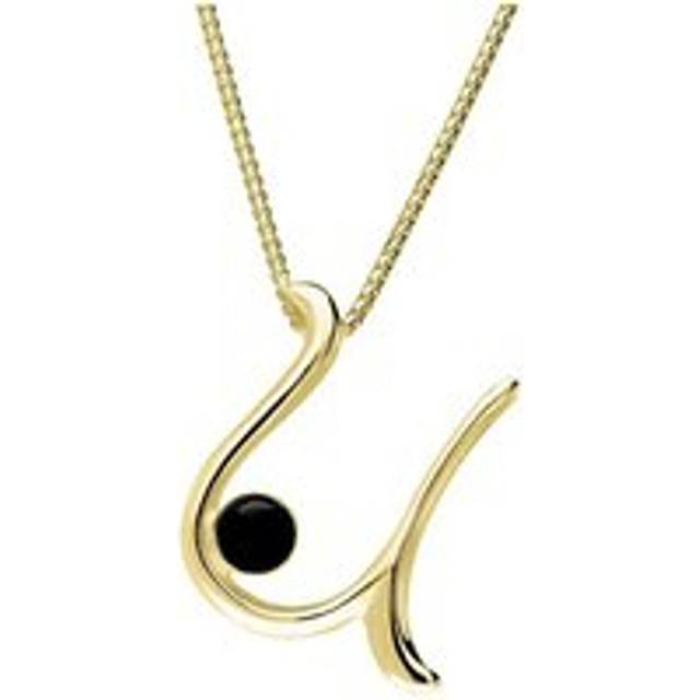 9ct Yellow Gold Whitby Jet Love Letters Initial U Necklace - Yellow Gold