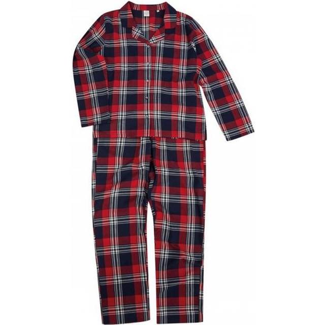 (2XL, Red/Navy Check) SF Womens/Ladies Tartan Pyjama Set